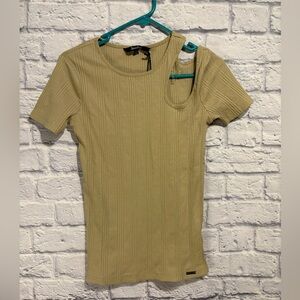 New Jeaniologie Tan Cut Out‎ Ribbed Top Small